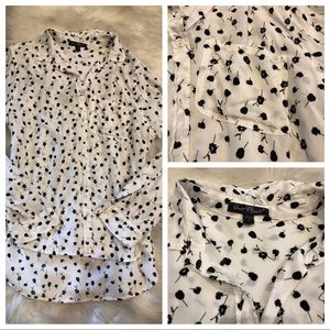 🖤VELVET🖤HEART🖤black & white flowered blouse ~L